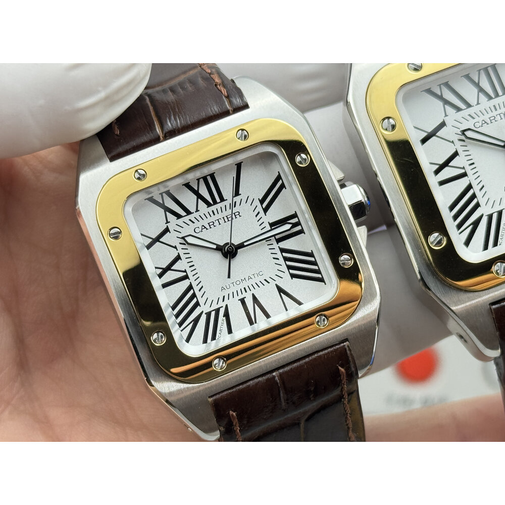 Clone Cartier Santos 100 Silve & Yellow Gold W20072X7 - Image 3