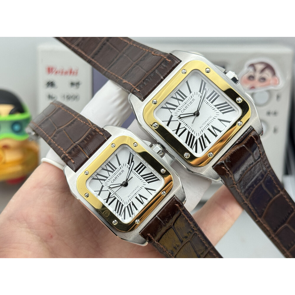 Clone Cartier Santos 100 Silve & Yellow Gold W20072X7 - Image 5