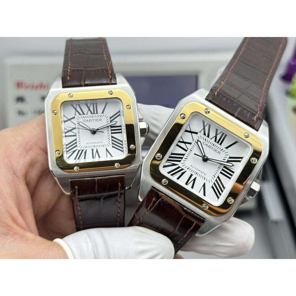 Clone Cartier Santos 100 Silve & Yellow Gold W20072X7 - Image 6