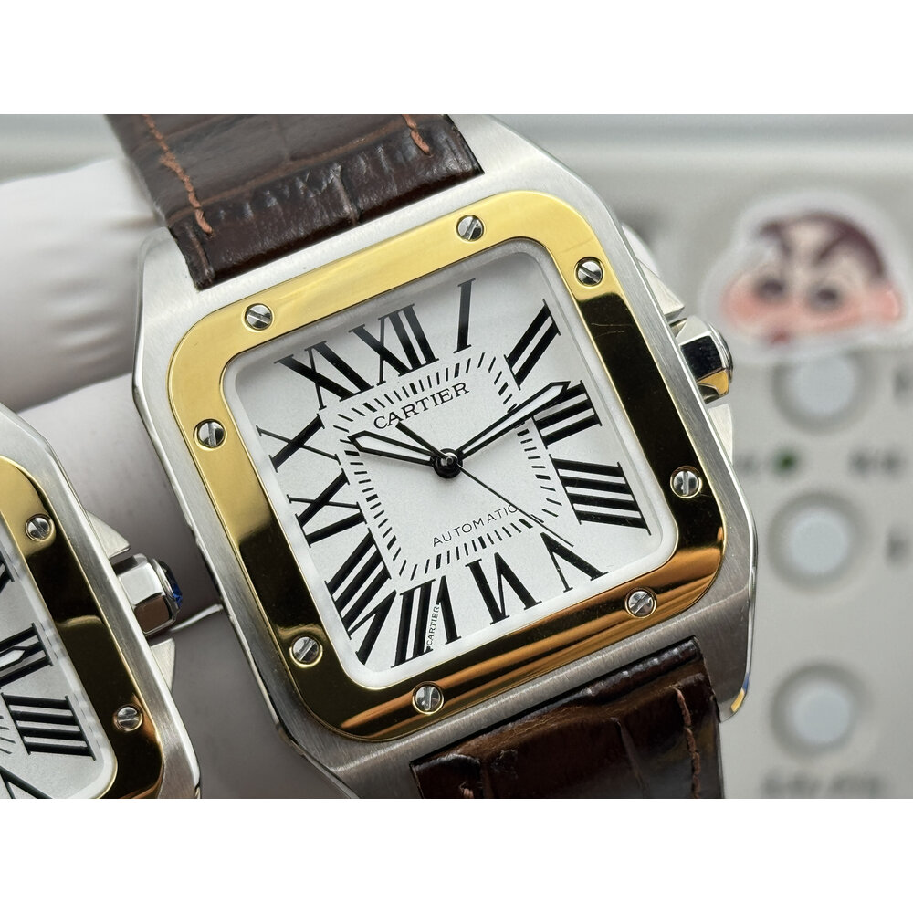 Clone Cartier Santos 100 Silve & Yellow Gold W20072X7 - Image 7