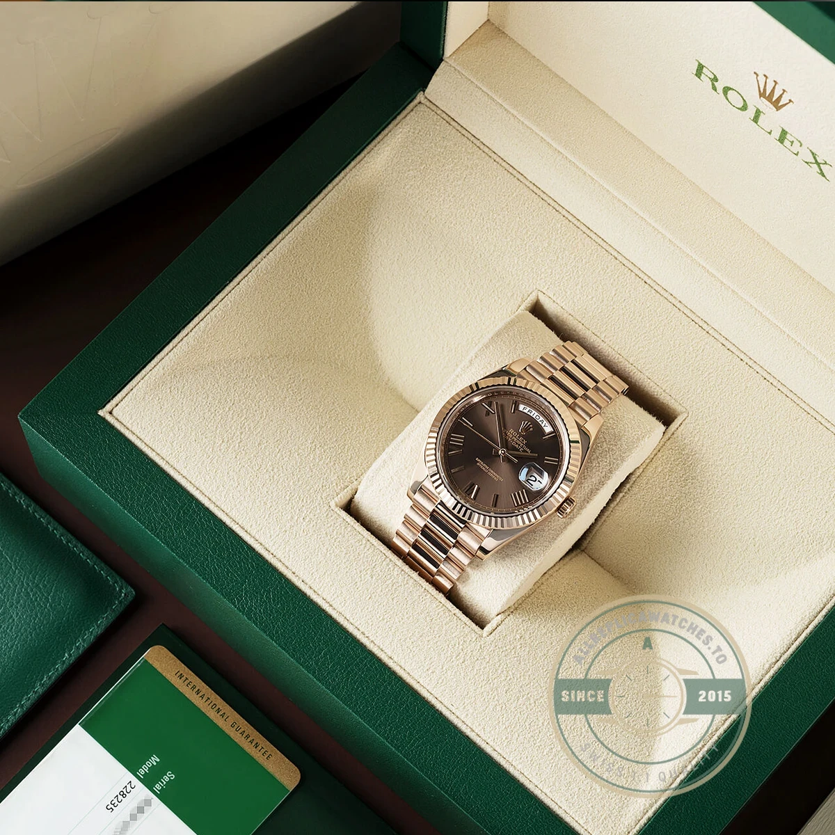 Rolex 228235-0002 Day-Date 40 Everose Chocolate Roman - Image 7