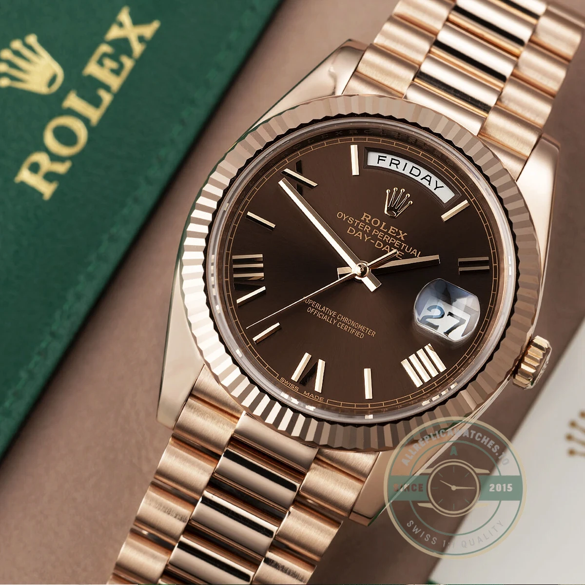 Rolex 228235-0002 Day-Date 40 Everose Chocolate Roman - Image 6