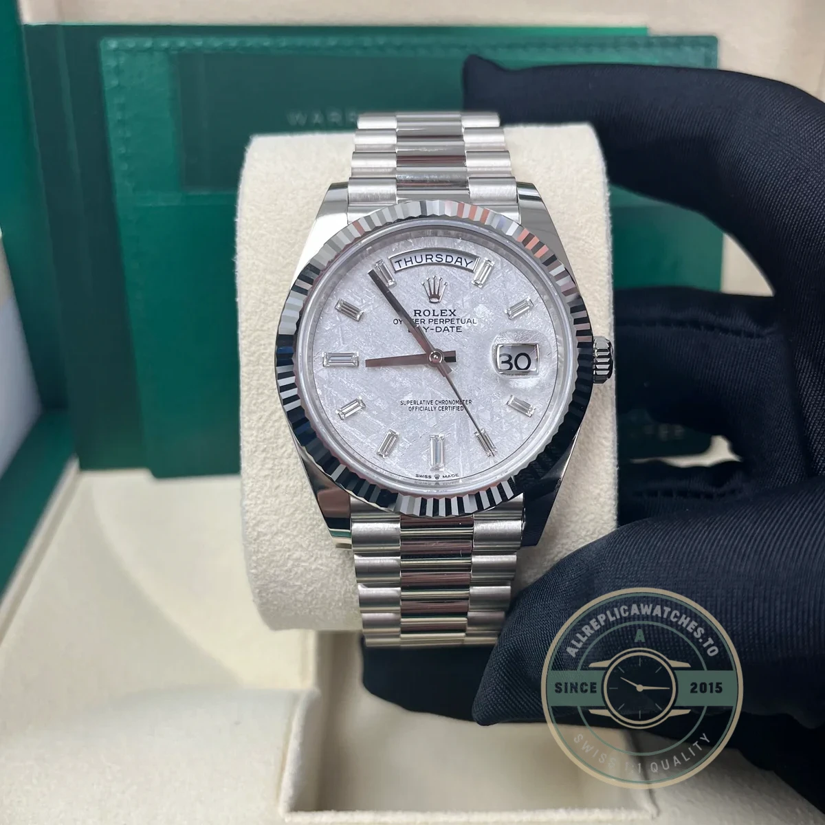 Rolex 228239-0055 Day-Date 40 White Gold Meteorite Baquette - Image 5
