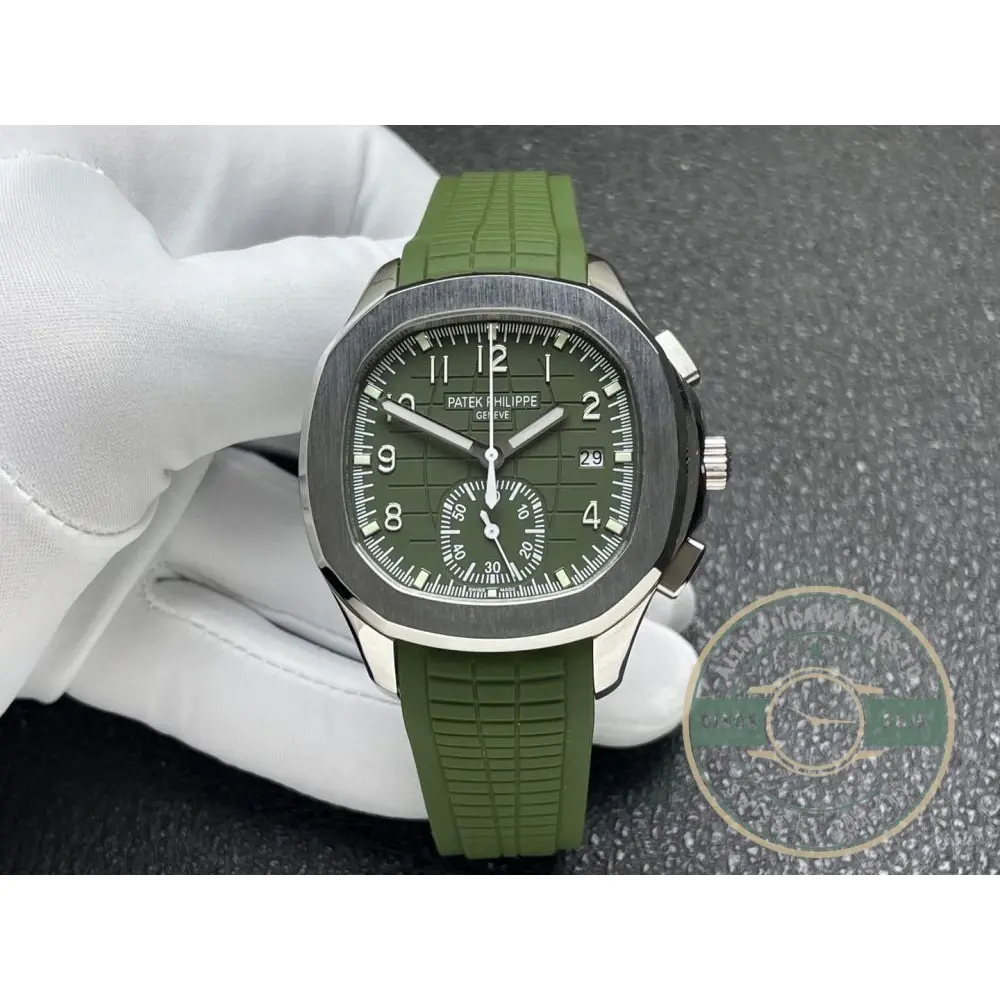 Replica Aquanaut 5968A-001 Patek Philippe Chronograph 42.2 mm, Steel, 5968A-001 Green Strap - Image 2