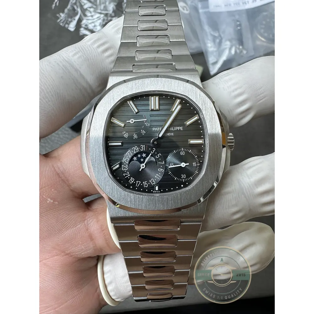Super Clone Patek Philippe Nautilus Moon phases 40 mm, Stainless steel, 5712/1A-001, Dark Blue Dial - Image 3