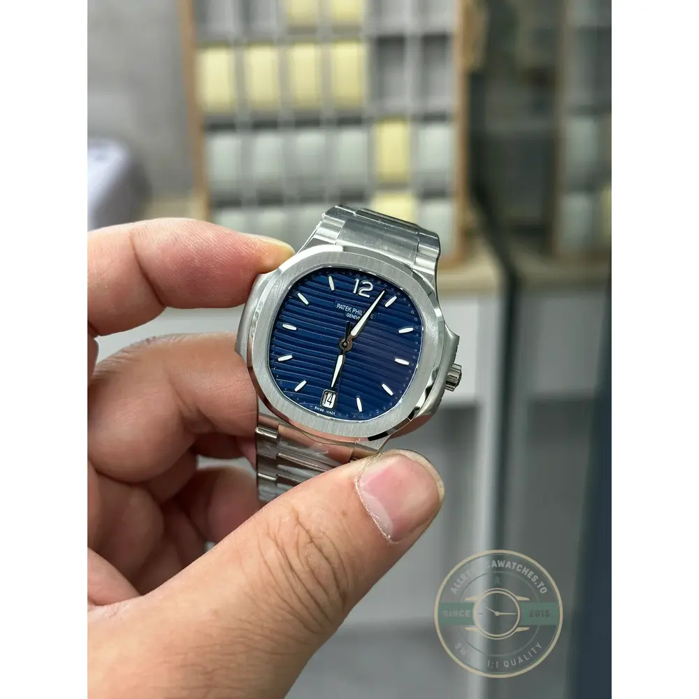 Super Clone Nautilus 7118/1A-001 Patek Philippe “Ladies Automatic”. 35.2 mm, Steel, Blue Dial - Image 4