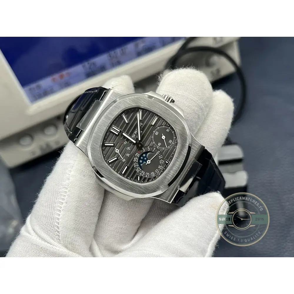 Replica Nautilus 5712G-001 Patek Philippe Moon phases. 40 mm, White gold - Image 4