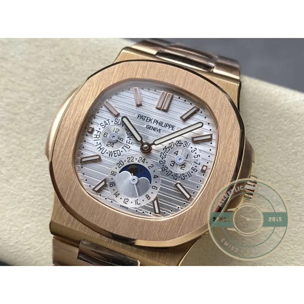 Replica Nautilus 5740/1G-001 Patek Philippe Perpetual Calendar 40 mm, Rose gold, White Dial - Image 4