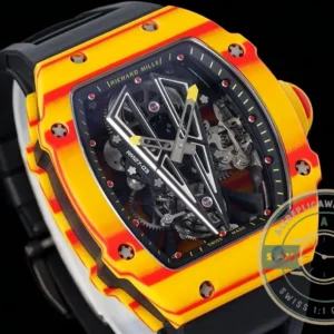 Super Clone Richard Mille 27-03 Rafael Nadal Tourbillon Black Rubber Strap