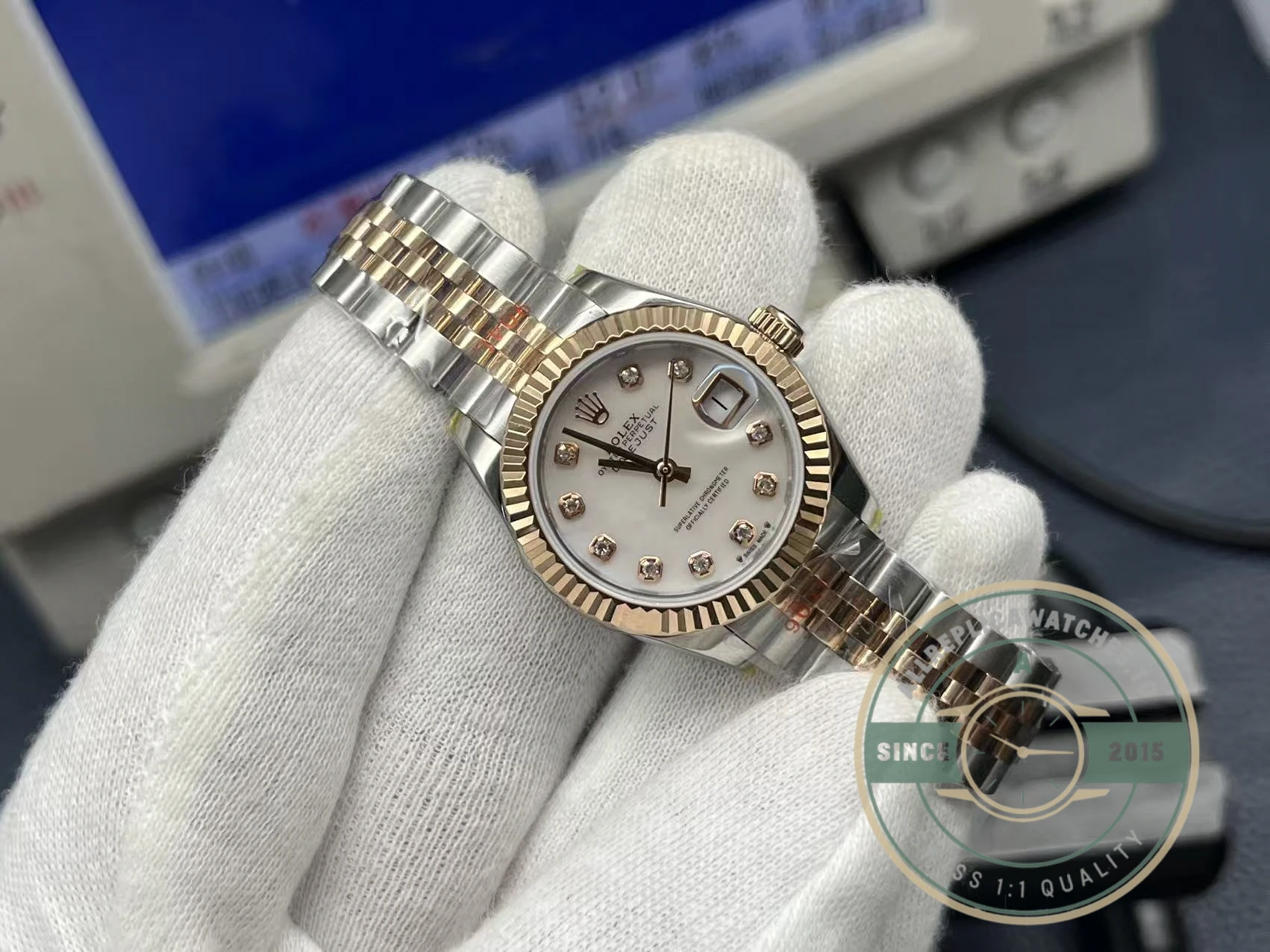 Replica Rolex Datejust 279171 Mother of Pearl 28mm Dial on Jubilee - Image 2