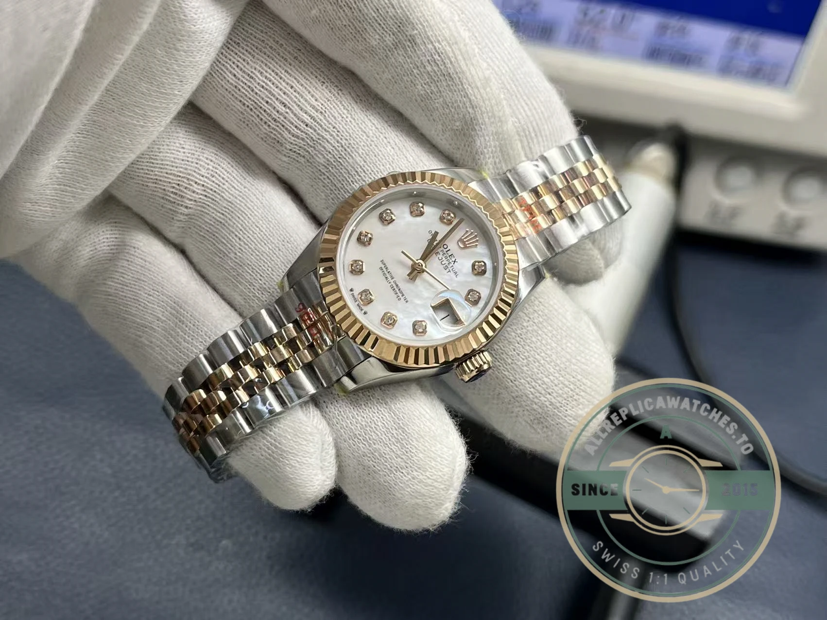 Replica Rolex Datejust 279171 Mother of Pearl 28mm Dial on Jubilee - Image 4
