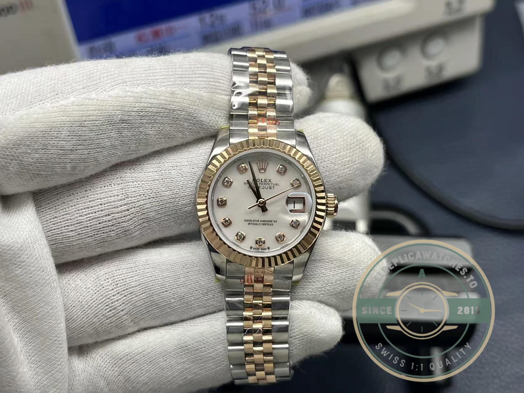 Replica Rolex Datejust 279171 Mother of Pearl 28mm Dial on Jubilee - Image 3