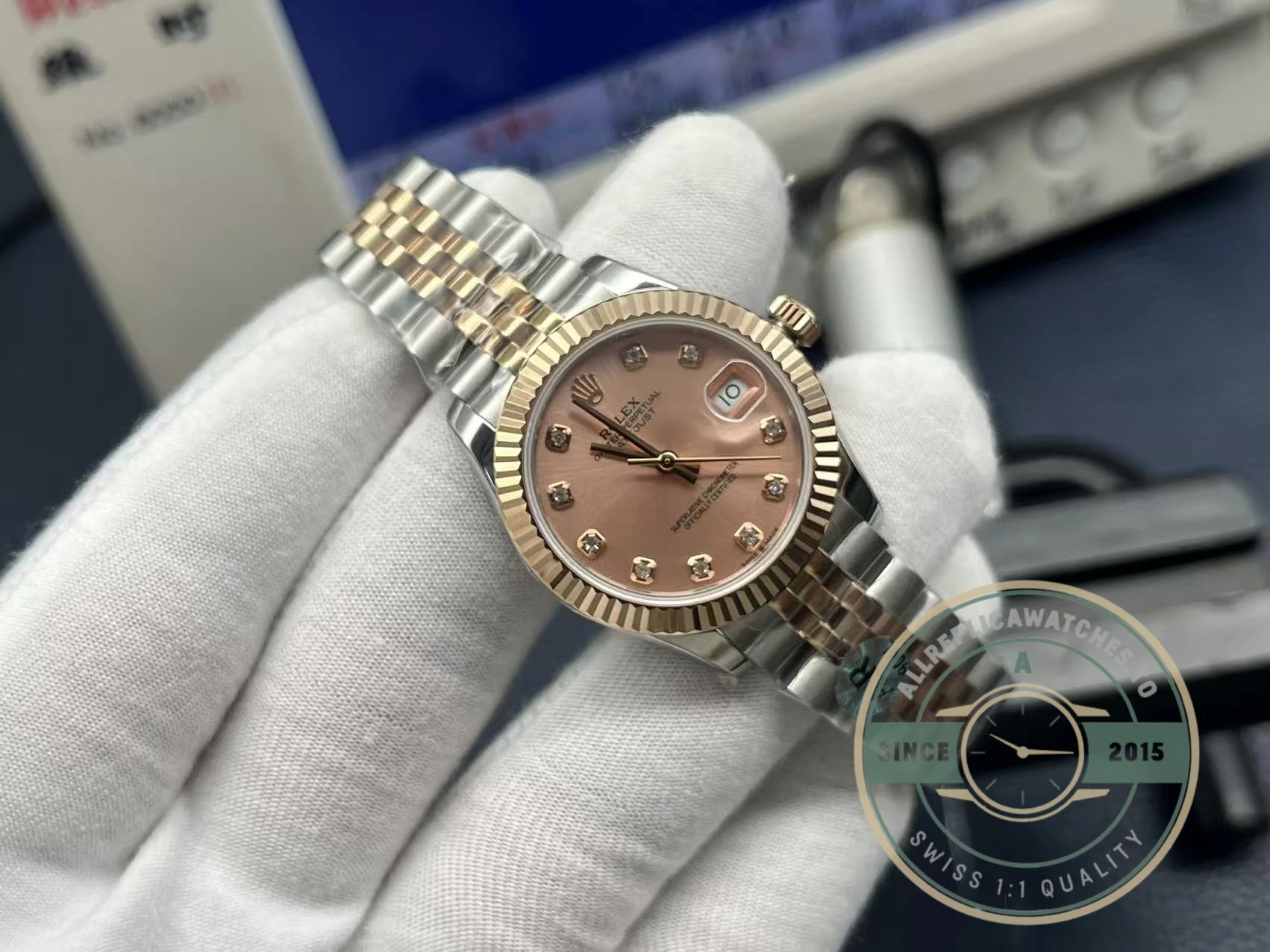 Replica Rolex Datejust Rose Gold Pink Dial 31mm 278271 - Image 6