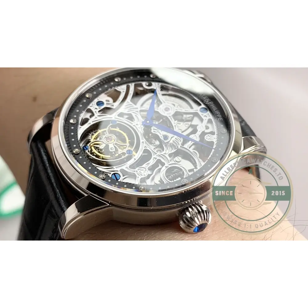 Super Clone Patek Philippe 5104P White Gold Skeleton Tourbillon - Image 6