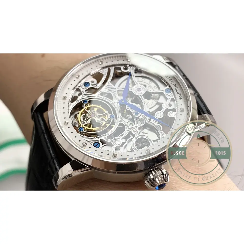 Super Clone Patek Philippe 5104P White Gold Skeleton Tourbillon - Image 2
