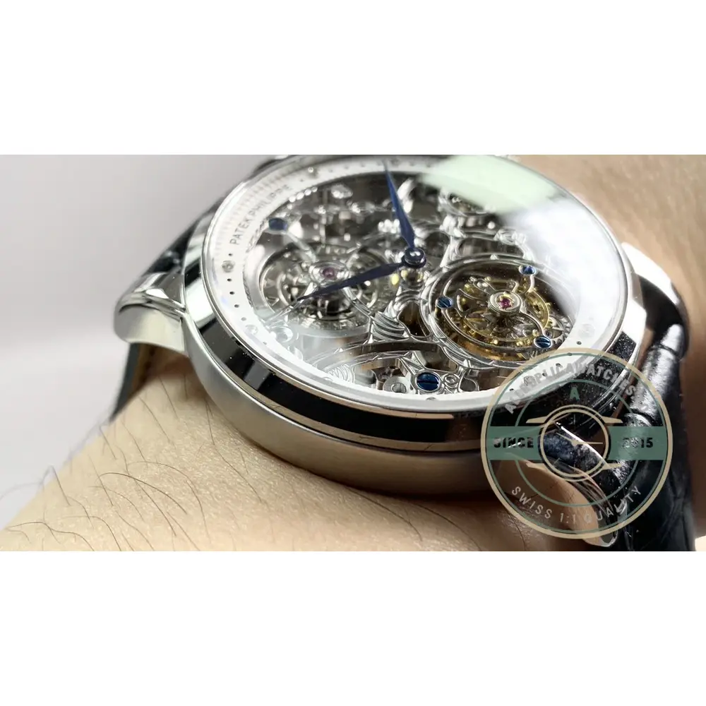 Super Clone Patek Philippe 5104P White Gold Skeleton Tourbillon - Image 7