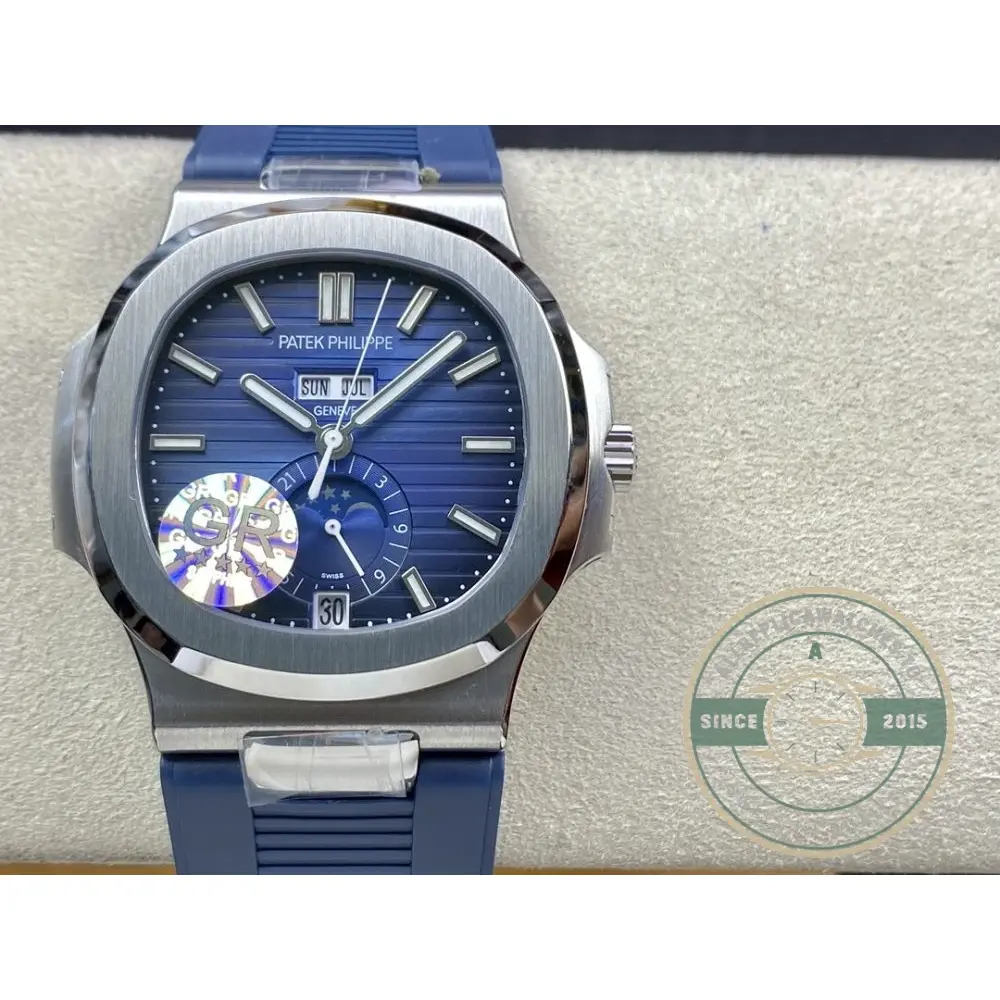 Super Clone Nautilus 5726/1A Annual Calendar, Moon phases 40.5 mm, Steel, Blue Dial - Image 2