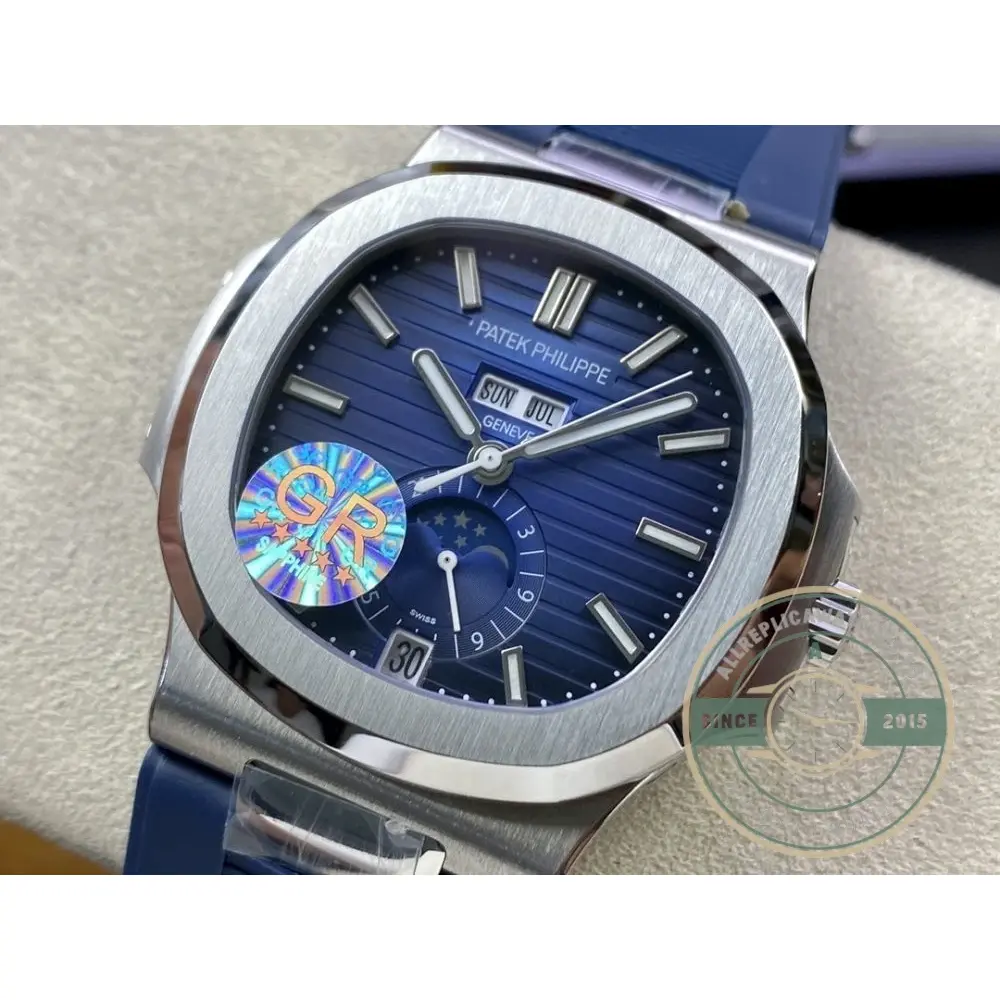 Super Clone Nautilus 5726/1A Annual Calendar, Moon phases 40.5 mm, Steel, Blue Dial - Image 4