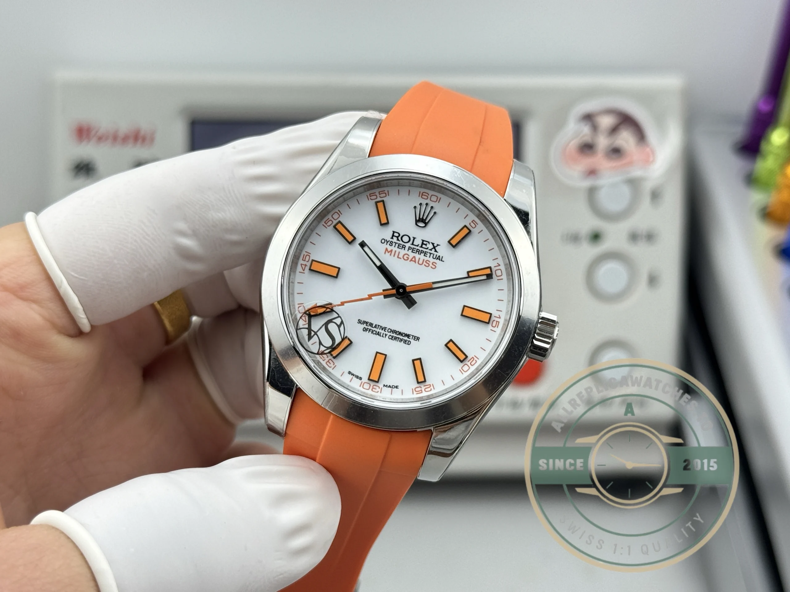 Super Clone Rolex Milgauss 40mm White Dial 116400 Orange - Image 7
