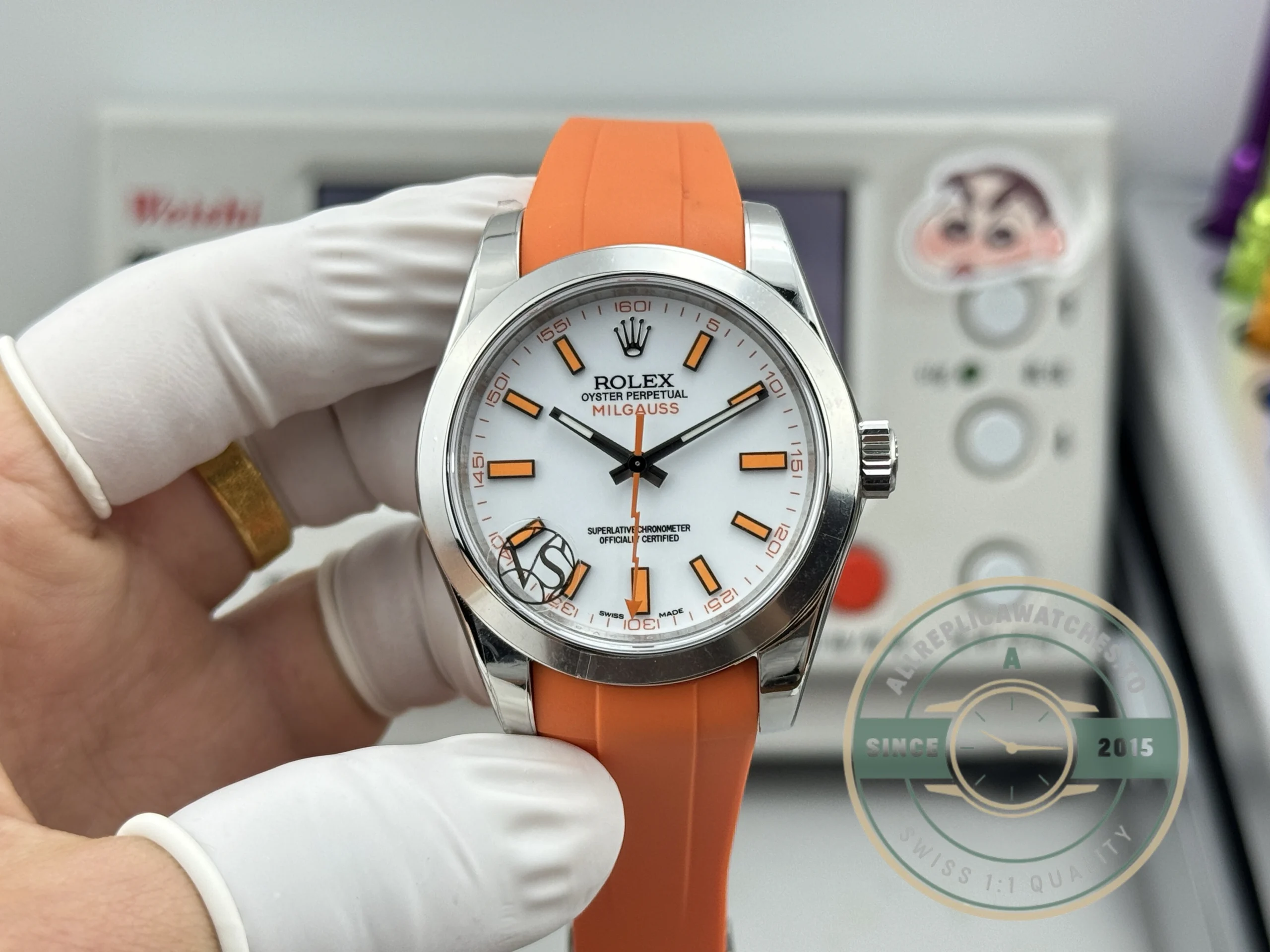 Super Clone Rolex Milgauss 40mm White Dial 116400 Orange - Image 5