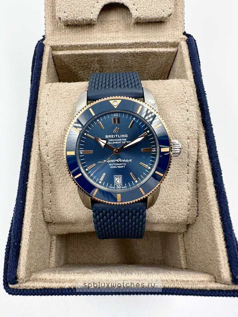 Breitling Superocean Heritage on mesh bracelet blue dial