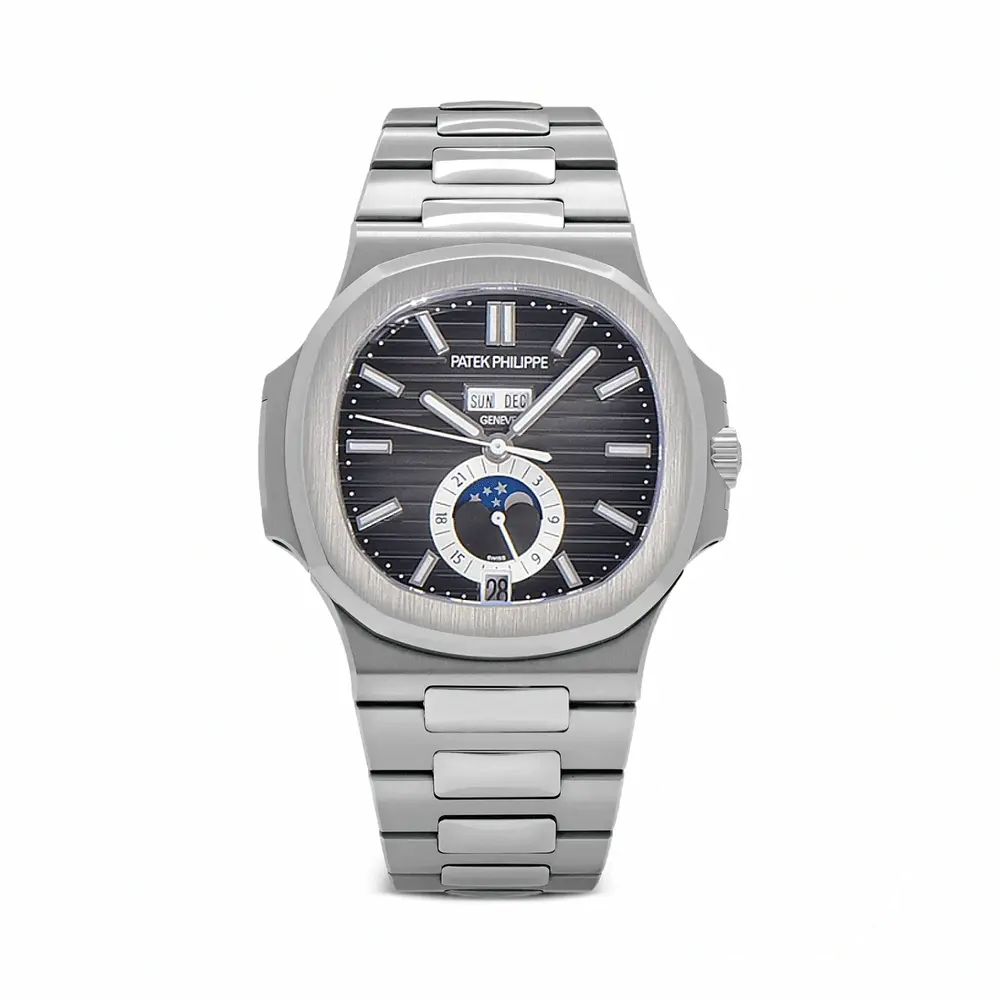 Replica Nautilus 5726/1A-014 Patek Philippe Annual Calendar, Moon phases 40.5 mm, Steel, Dark Dial