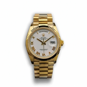 Super Clone Rolex Day-Date 128238 36mm White Roman Dial Yellow Gold