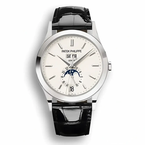 Replica Complications 5396G-011 Patek Philippe ANNUAL CALENDAR, MOON PHASES. 38.5 mm, White Gold, White Dial