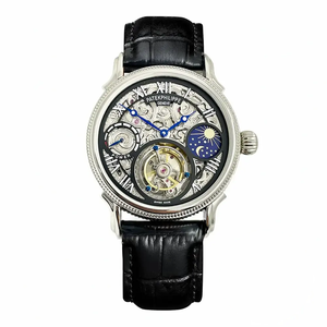 Swiss Replica Patek Tourbillon 42mm Skeletonized Dial White Gold
