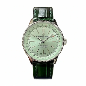 Replica Breitling Navitimer Women Green Dial Crocodile 35mm A17395361L1P1