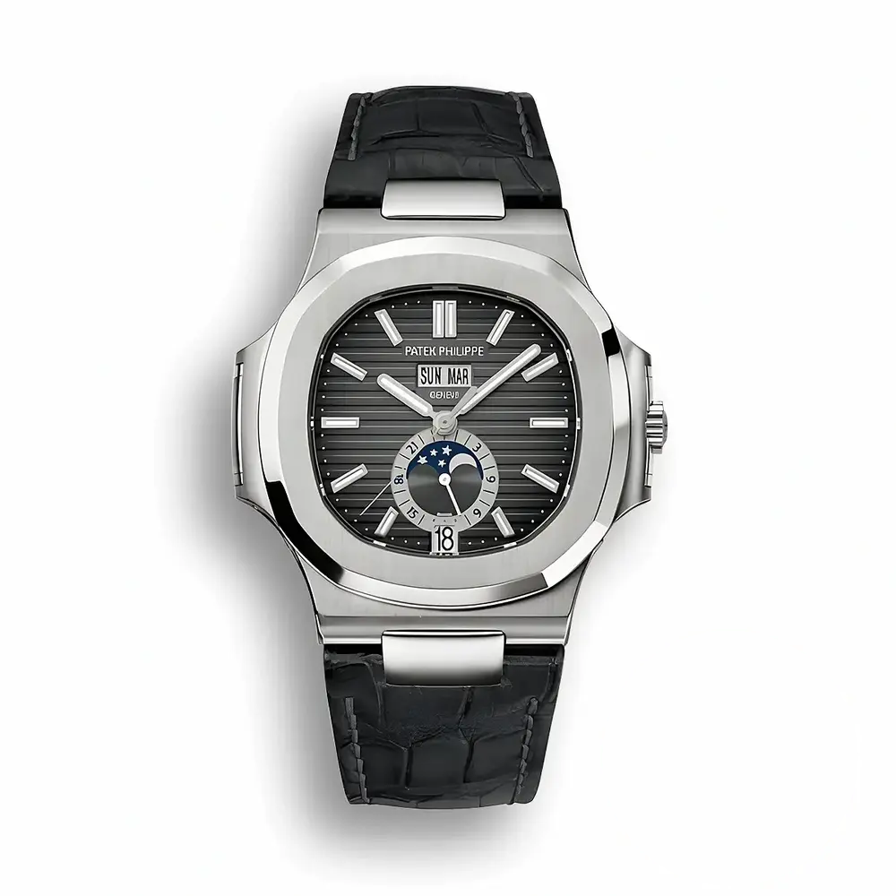Replica Nautilus 5726A-001 Patek Philippe Annual Calendar, Moon phases. 40.5 mm, Steel, Dark Dial