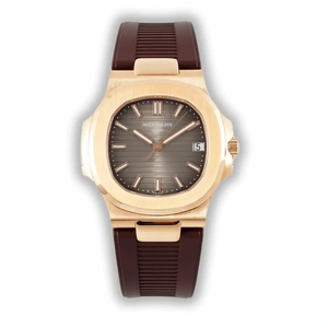 Replica Nautilus 5711-001 Patek Philippe 40 mm, Rose Gold, Grey Dial, Brown Rubber
