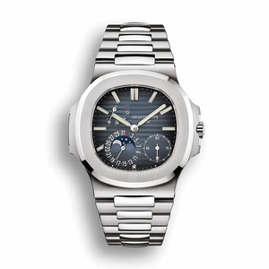 Super Clone Patek Philippe Nautilus Moon phases 40 mm, Stainless steel, 5712/1A-001, Dark Blue Dial