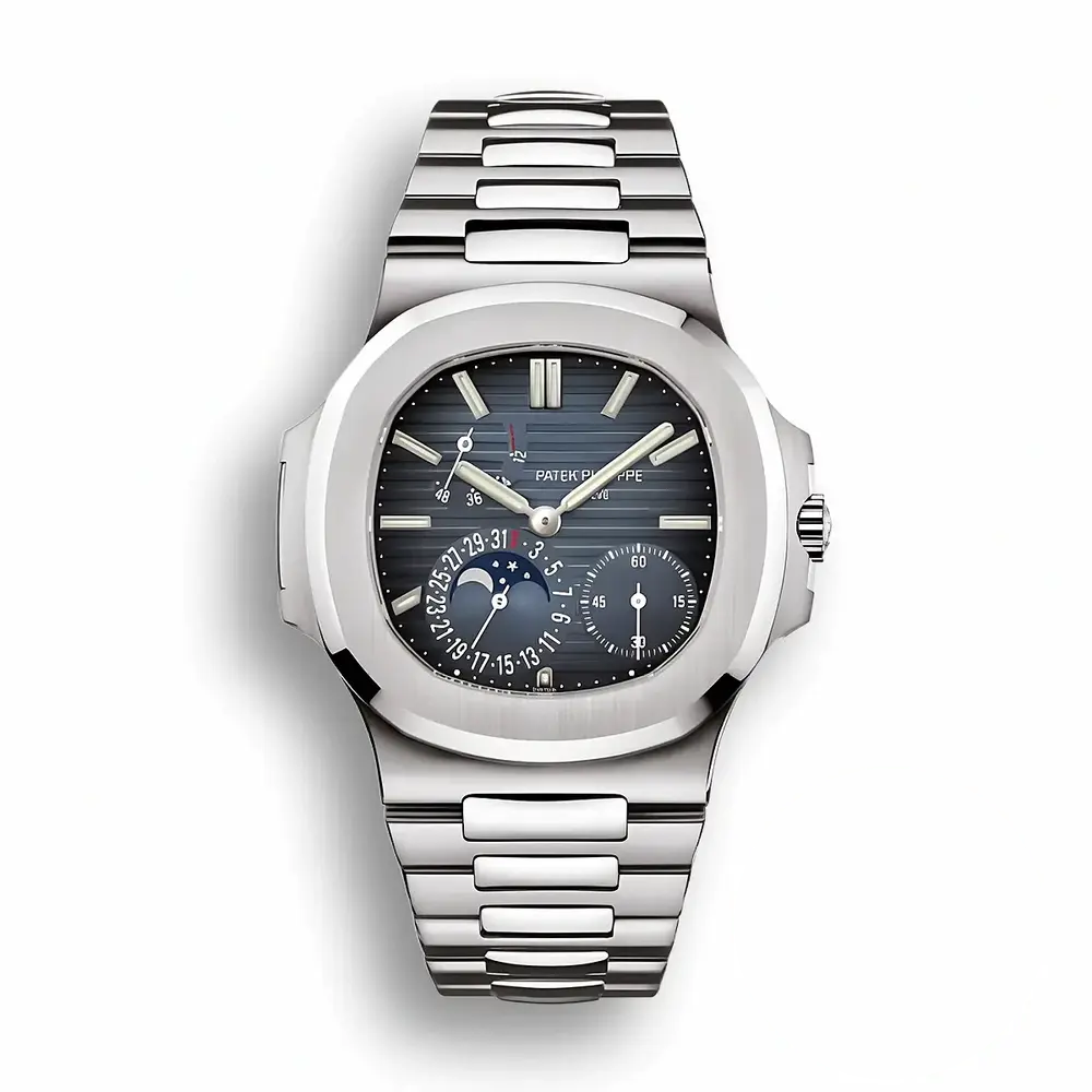 Super Clone Patek Philippe Nautilus Moon phases 40 mm, Stainless steel, 5712/1A-001, Dark Blue Dial