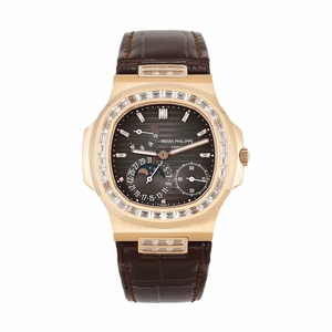 Super Clone Nautilus 5712R-001 Patek Philippe Moon phases. 40 mm, Rose gold, Diamond Bezel, Black Dial