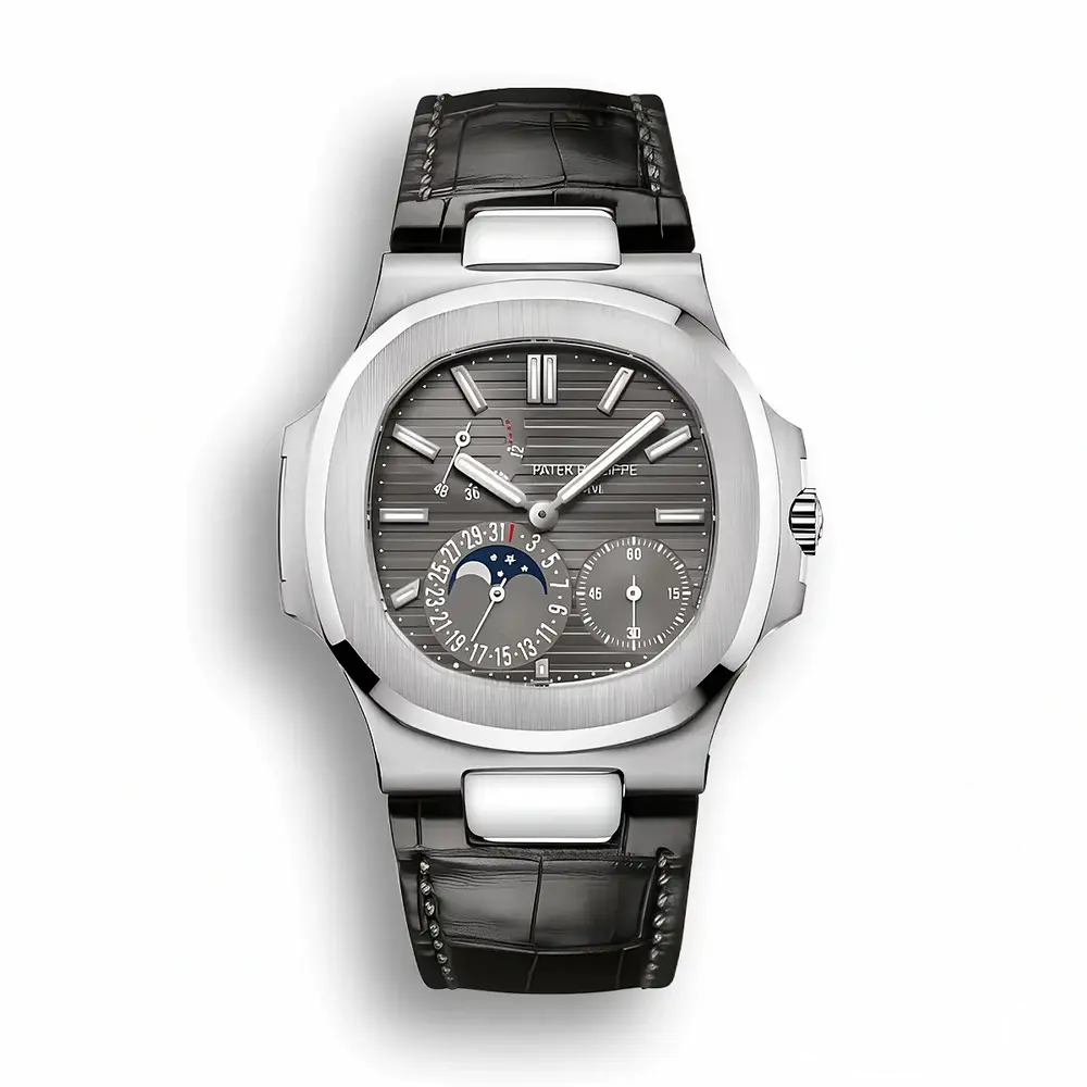 Replica Nautilus 5712G-001 Patek Philippe Moon phases. 40 mm, White gold
