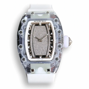 Super Clone Richard Mille 07-02 Pink Lady Sapphire White Strap
