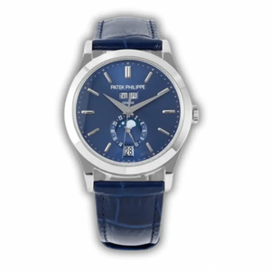 Replica Complications 5396R-015 Patek Philippe ANNUAL CALENDAR, MOON PHASES. 38.5 mm, White Gold, Blue Dial