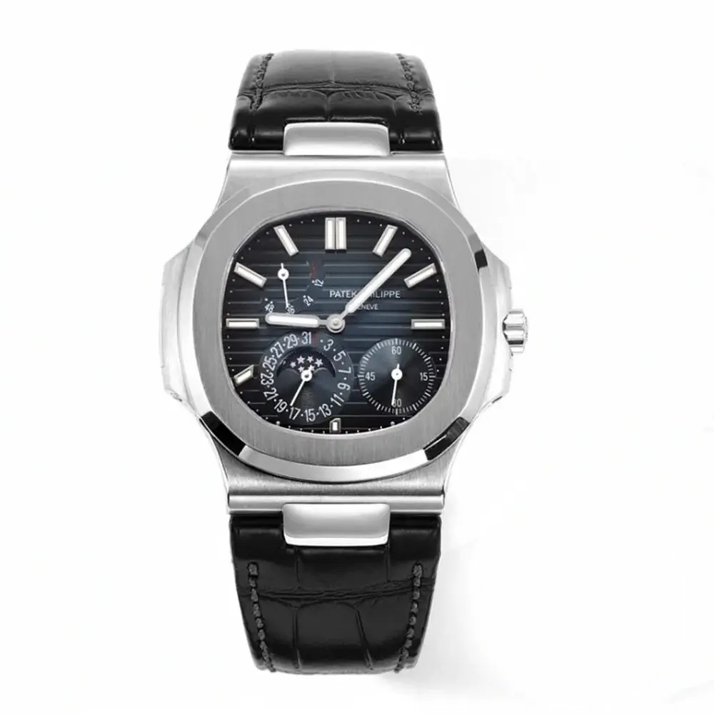 Replica Nautilus 5712G-001 Patek Philippe Moon phases. 40 mm, White gold, Dark Blue Dial