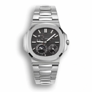 Replica Patek Philippe Nautilus Moon phases 40 mm, Stainless steel 5712/1A-001, Black Dial