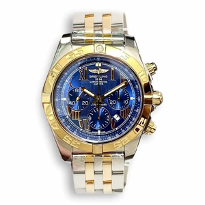Replica Breitling Mechanical Chronograph Series Stainless Steel and Rose Gold Case-Metallic Blue Dial-Gold Pilot Bracelet 44mm