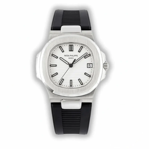 Replica Nautilus 5711-001 Patek Philippe 40 mm, White Dial, Black Rubber