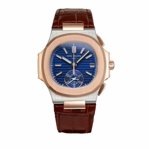 Swiss Replica Nautilus 5980-3R Leather Strap 40.5mm Blue Dial