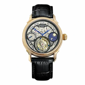 Swiss Replica Patek Tourbillon 42mm skeletonized dial, Rose Gold