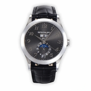 Replica Complications 5396R-012 Patek Philippe ANNUAL CALENDAR, MOON PHASES. 38.5 mm, White Gold, Grey Dial