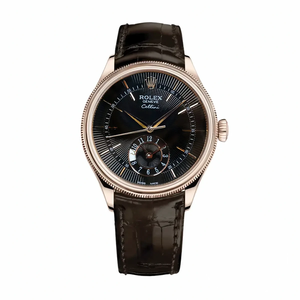 Replica Rolex Cellini Dual Time Rose Gold 50525 Black Dial