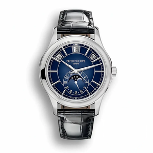 Super Clone Complications 5205G-013 Patek Philippe ANNUAL CALENDAR, MOON PHASES. 40 mm, White gold, Blue Dial