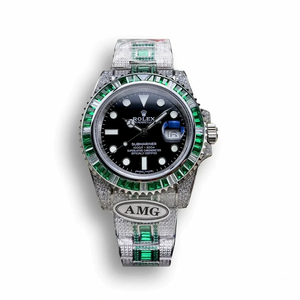 Super Clone Rolex Submariner Iced Out 126610LV Black Dial