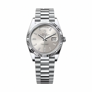 Rolex 228239-0003 Day-Date 40 White Gold Silver Baguette