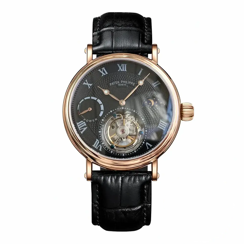 Replica Patek Tourbillon Moonphase Black Dial